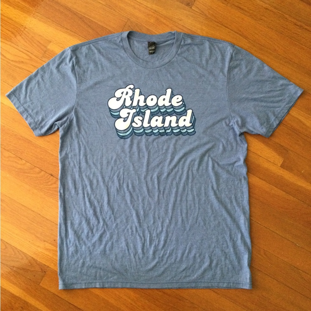 District Made Rhode Island blue t-shirt, size L, brand new